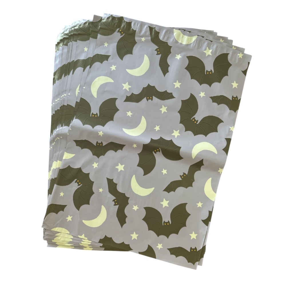 15 Halloween Bat and Moon Purple Poly Mailers - Picture 2 of 4